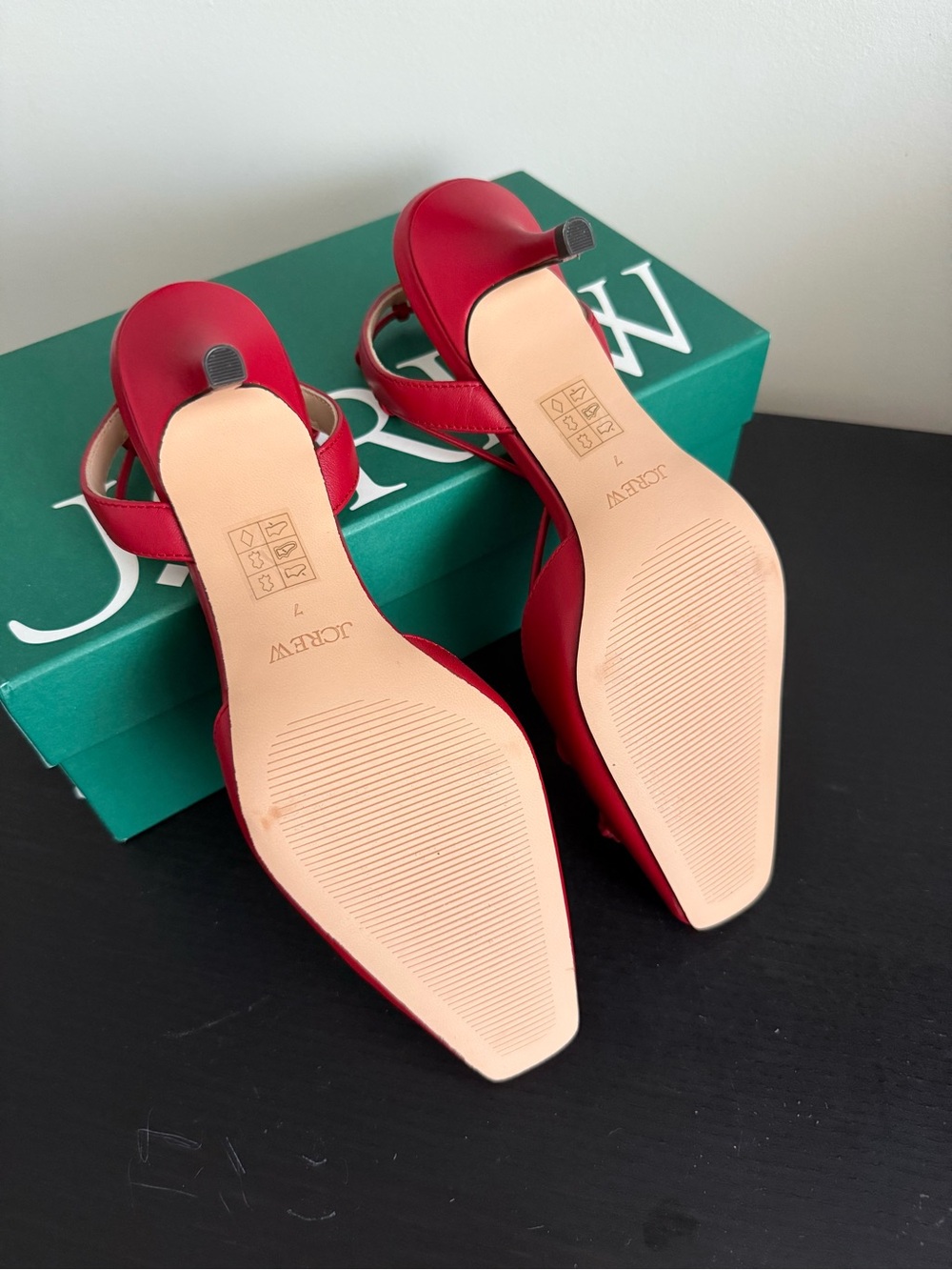 J. Crew - Leona Strappy Slingback Leather Heels - NEW - Size 7 - RED - Picture 4 of 4
